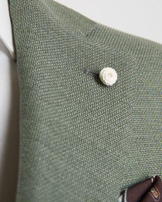 Luigi Bianchi Mantova Essential Hopsack Sage Green Wool Blazer Sage 189