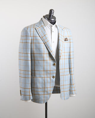 Luigi Bianchi Mantova Bold  Beautiful Light Blue With Brown Check Jacket Light Blue 176