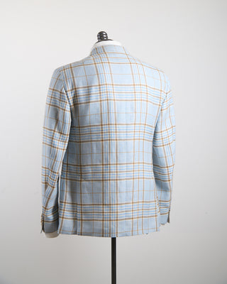 Luigi Bianchi Mantova Bold  Beautiful Light Blue With Brown Check Jacket Light Blue 177