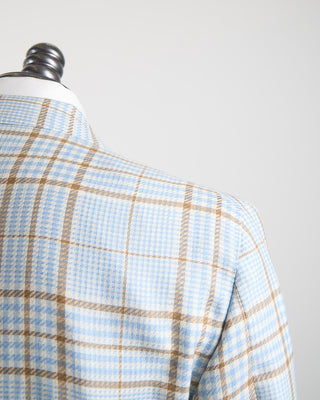 Luigi Bianchi Mantova Bold  Beautiful Light Blue With Brown Check Jacket Light Blue 178