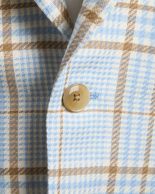 Luigi Bianchi Mantova Bold  Beautiful Light Blue With Brown Check Jacket Light Blue 181