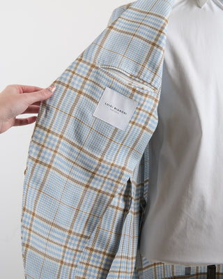 Luigi Bianchi Mantova Bold  Beautiful Light Blue With Brown Check Jacket Light Blue 182