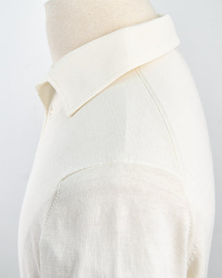 Filippo De Laurentiis Standup Collar Crêpe Cotton Polo Shirt Off White 1772