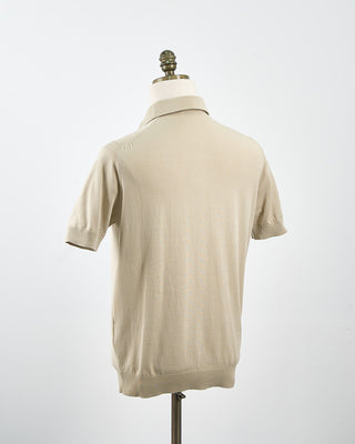 Filippo De Laurentiis Standup Collar Crêpe Cotton Polo Shirt Sand 1774