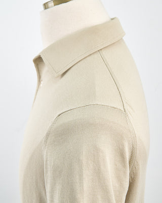 Filippo De Laurentiis Standup Collar Crêpe Cotton Polo Shirt Sand 1776