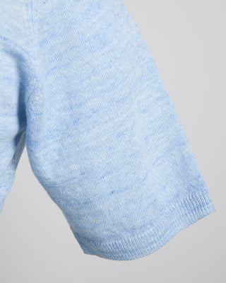 Filippo De Laurentiis Liquid Linen  Cotton Standup Collar Polo Shirt Light Blue 1634