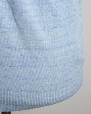 Filippo De Laurentiis Liquid Linen  Cotton Standup Collar Polo Shirt Light Blue 1635