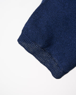 Filippo De Laurentiis Liquid Linen  Cotton Standup Collar Polo Shirt Navy 267