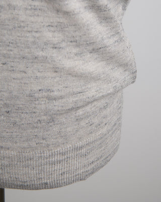 Filippo De Laurentiis Liquid Linen  Cotton Standup Collar Polo Shirt Silver 1621