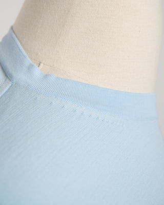 Filippo De Laurentiis Powder Blue Straight Bottom Fine Knit Crewneck T Shirt Light Blue 1828