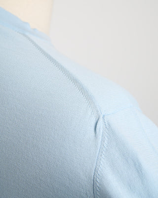 Filippo De Laurentiis Powder Blue Straight Bottom Fine Knit Crewneck T Shirt Light Blue 1829
