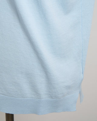 Filippo De Laurentiis Powder Blue Straight Bottom Fine Knit Crewneck T Shirt Light Blue 1830