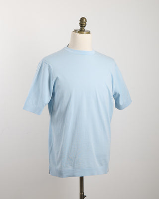 Filippo De Laurentiis Powder Blue Straight Bottom Fine Knit Crewneck T Shirt Light Blue 1831