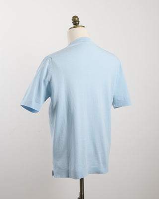 Filippo De Laurentiis Powder Blue Straight Bottom Fine Knit Crewneck T Shirt Light Blue 1832