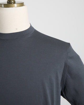 Filippo De Laurentiis Dark Grey Straight Bottom Fine Knit Crewneck T Shirt Charcoal 1797