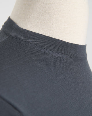 Filippo De Laurentiis Dark Grey Straight Bottom Fine Knit Crewneck T Shirt Charcoal 1799