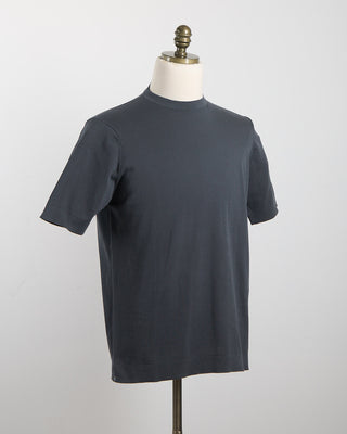 Filippo De Laurentiis Dark Grey Straight Bottom Fine Knit Crewneck T Shirt Charcoal 1800