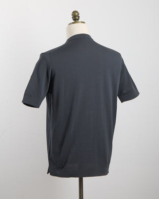 Filippo De Laurentiis Dark Grey Straight Bottom Fine Knit Crewneck T Shirt Charcoal 1801
