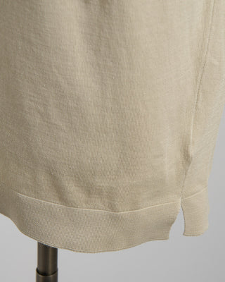 Filippo De Laurentiis Neutral Straight Bottom Fine Knit Long Sleeve Crewneck Sand 1856