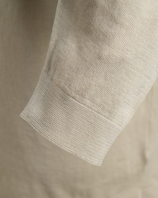 Filippo De Laurentiis Neutral Straight Bottom Fine Knit Long Sleeve Crewneck Sand 1857