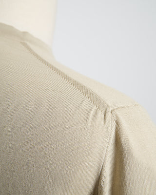 Filippo De Laurentiis Neutral Straight Bottom Fine Knit Long Sleeve Crewneck Sand 1858