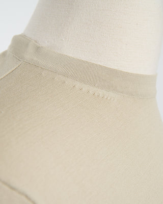 Filippo De Laurentiis Neutral Straight Bottom Fine Knit Long Sleeve Crewneck Sand 1859
