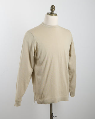 Filippo De Laurentiis Neutral Straight Bottom Fine Knit Long Sleeve Crewneck Sand 1861