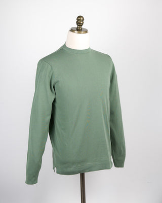 Filippo De Laurentiis Sage Green Straight Bottom Fine Knit Long Sleeve Crewneck Sage 102