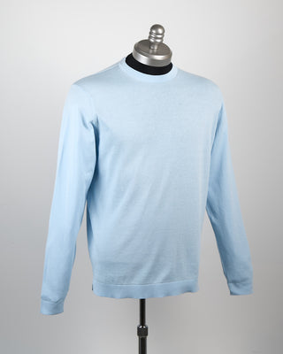 Filippo De Laurentiis Powder Blue Straight Bottom Fine Knit Long Sleeve Crewneck Light Blue 59