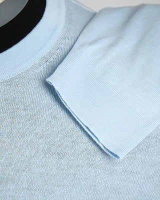 Filippo De Laurentiis Powder Blue Straight Bottom Fine Knit Long Sleeve Crewneck Light Blue 62