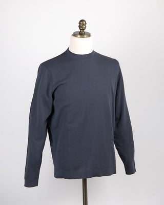 Filippo De Laurentiis Dark Grey Straight Bottom Fine Knit Long Sleeve Crewneck Charcoal 88