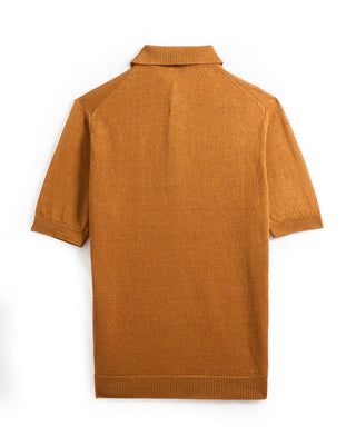 Filippo De Laurentiis Heavy Linen  Cotton Polo Butterscotch 24 8789