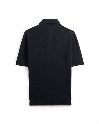 Filippo De Laurentiis Heavy Linen  Cotton Polo Black 17 8692