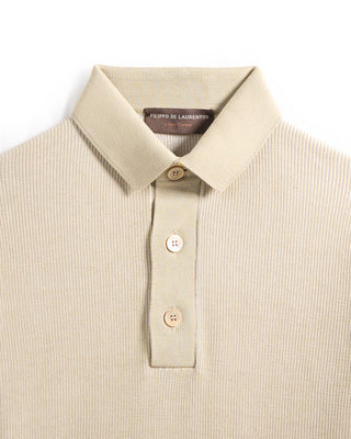 Filippo De Laurentiis Two Tone Ribbed Polo Tan 16 8688