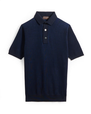 Filippo De Laurentiis Two Tone Ribbed Polo Navy 43 8684