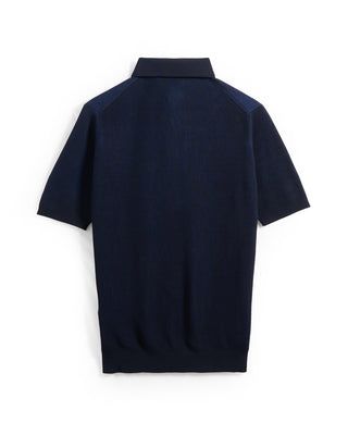 Filippo De Laurentiis Two Tone Ribbed Polo Navy 8686