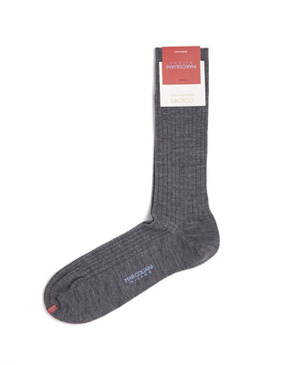 Marcoliani Extrafine Merino Wool Grey Ribbed Socks Grey 