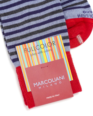 Marcoliani Soft Modal Stripe Blue Socks Blue  2