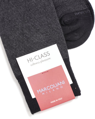 Marcoliani Soft Modal Stripe Charcoal Socks Grey  Black  2