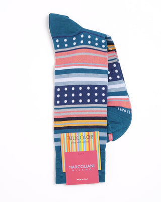 Marcoliani Stripes  Polka Dots Sock Turquoise  1