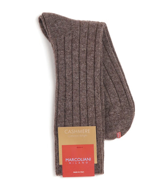 Marcoliani Cashmere Ribbed Dress Socks Coffee  1