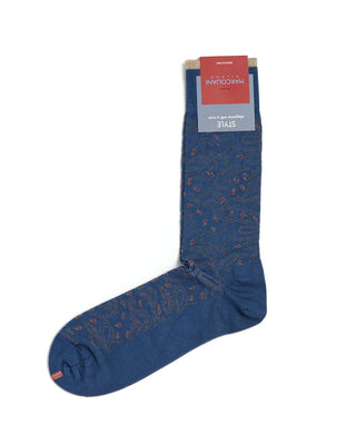 Marcoliani Soft Modal Paisley Print Socks Blue 