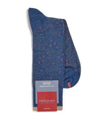 Marcoliani Soft Modal Paisley Print Socks Blue  1