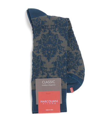 Marcoliani Venezia Damask Textured Socks Turquoise  1