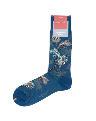 Marcoliani Blue Floral Pattern Cotton Socks Blue 