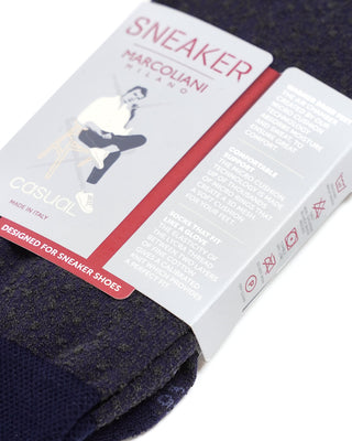 Marcoliani Textured Cotton Sneaker Socks Navy  1