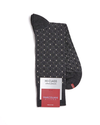 Marcoliani Soft Modal Tailor Dots Socks Charcoal  1