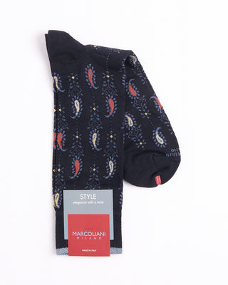 Marcoliani Navy Mousse Of Nuwara Paisley Socks Navy 2 4350
