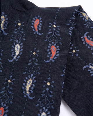 Marcoliani Navy Mousse Of Nuwara Paisley Socks Navy 4348