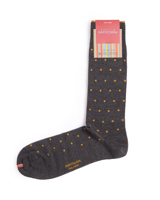 Marcoliani Charcoal Lana Extrafine Merino Polka Dot Socks Charcoal 1 4346